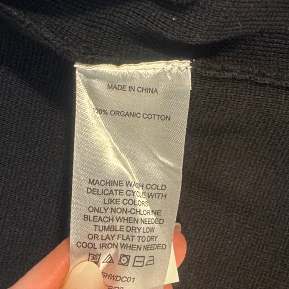 Quince 100% Cotton Black Open Front Knit Quarter Sleeve Cardigan - Size M - Picture 6 of 12